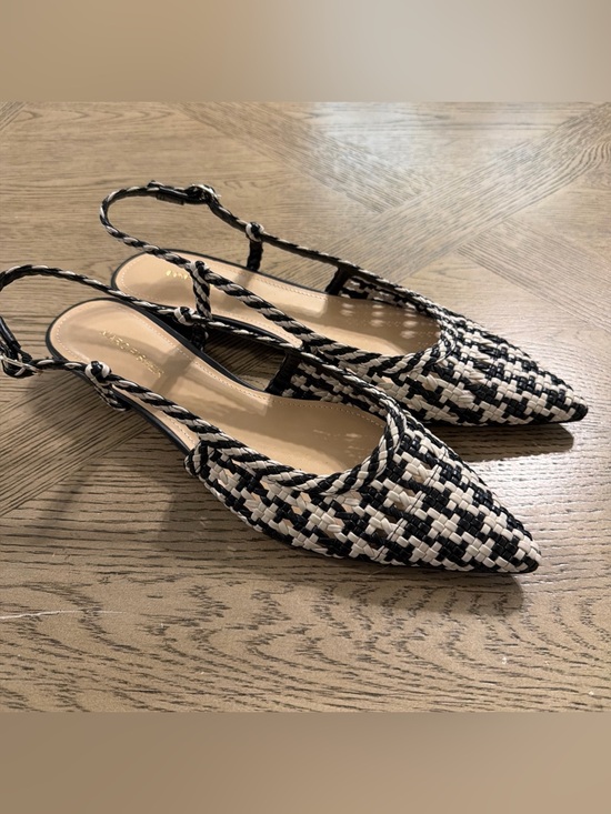 Marc Fisher Shoes - NEW Marc Fisher Kelysa Woven Slingback Pointy Flats in black and white size 11